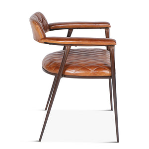 Wellington Collection Iron Chair with Hand Rest & Leather Seat