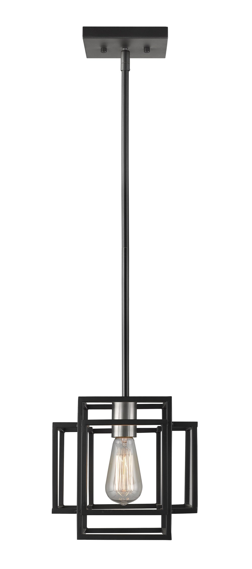 Titania 1 Light Mini Pendant in Black + Brushed Nickel Finish
