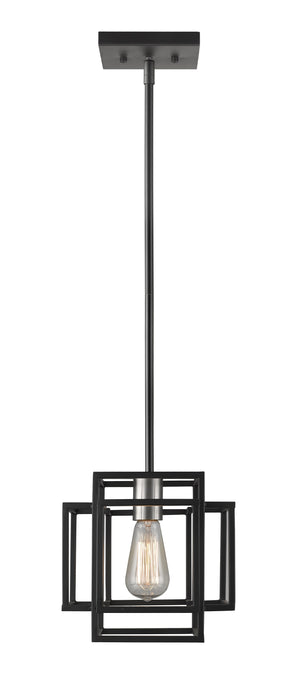 Titania 1 Light Mini Pendant in Black + Brushed Nickel Finish