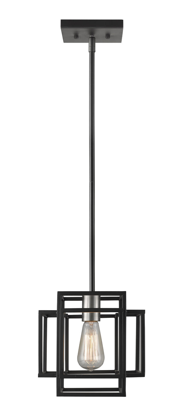 Titania 1 Light Mini Pendant in Black + Brushed Nickel Finish