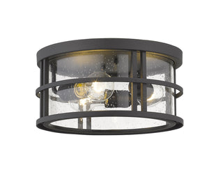 Jordan 3 Light Outdoor Flush Ceiling Mount Fixture in Black Finish