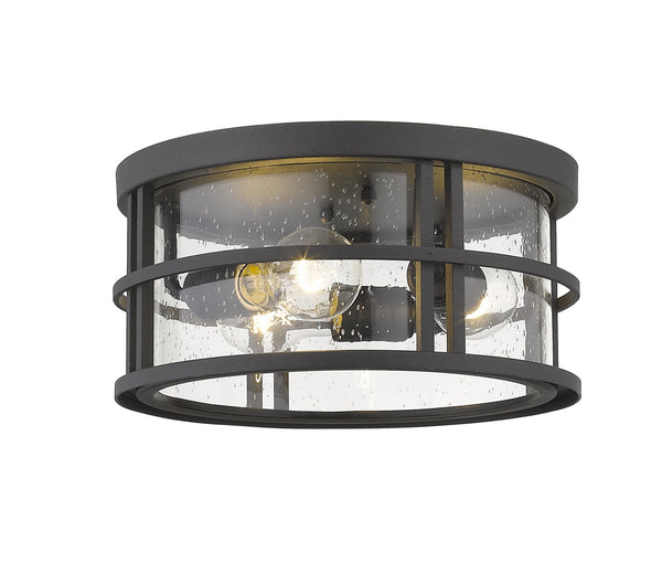 Jordan 3 Light Outdoor Flush Ceiling Mount Fixture in Black Finish