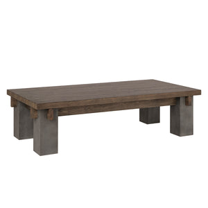 Dallas Solid Wood Coffee Table - Antique Brown/Dark Gray