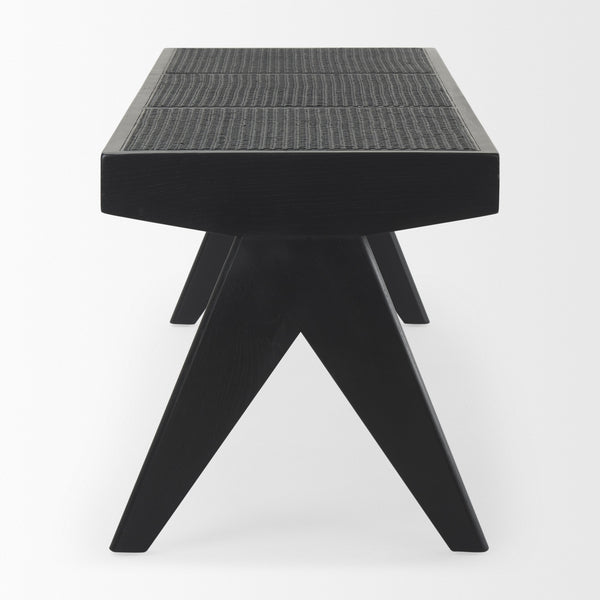 Arvin 59.1L x 17.7W x 18.1H Black Wooden Bench