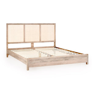 Jensen Bed - Mango Wood & Cane Details - Queen