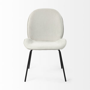 Inala White Fabric Seat Black Metal Frame Dining Chair