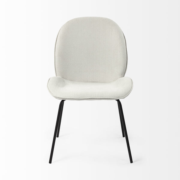Inala White Fabric Seat Black Metal Frame Dining Chair