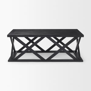 Forsey 48.0L x 28.0W x 17.5H Black Wood Rectangular Coffee Table