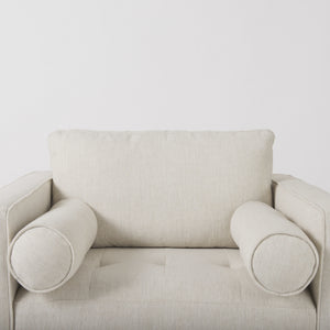 Loretta 40.7L x 36.2W x 33.9H Cream Fabric Chair W/ Two Bolster Cushions