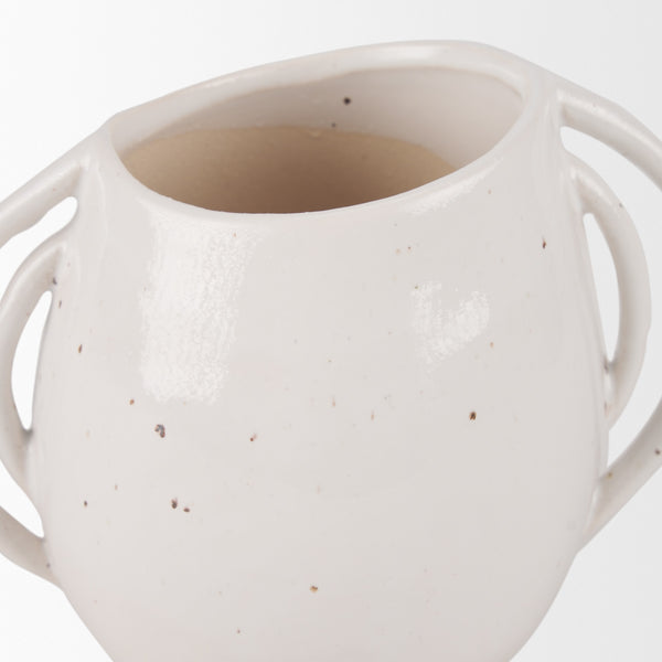 Urvi Short Off White Speckled Asymmetrical Ceramic Vase