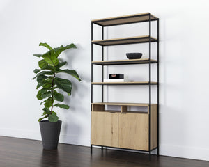 AMBROSE MODULAR BOOKCASE - LARGE - RUSTIC OAK - BLACK