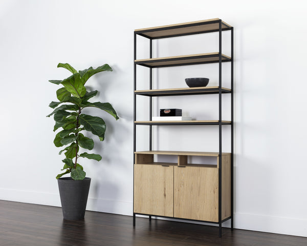 AMBROSE MODULAR BOOKCASE - LARGE - RUSTIC OAK - BLACK