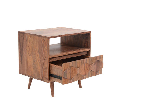 O2 Nightstand in Natural Sheesham Wood