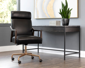 COLLIN OFFICE CHAIR - BROWN - CORTINA BLACK LEATHER