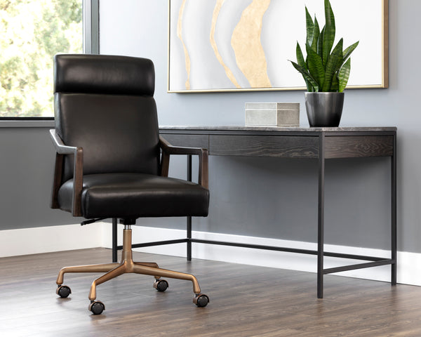 COLLIN OFFICE CHAIR - BROWN - CORTINA BLACK LEATHER