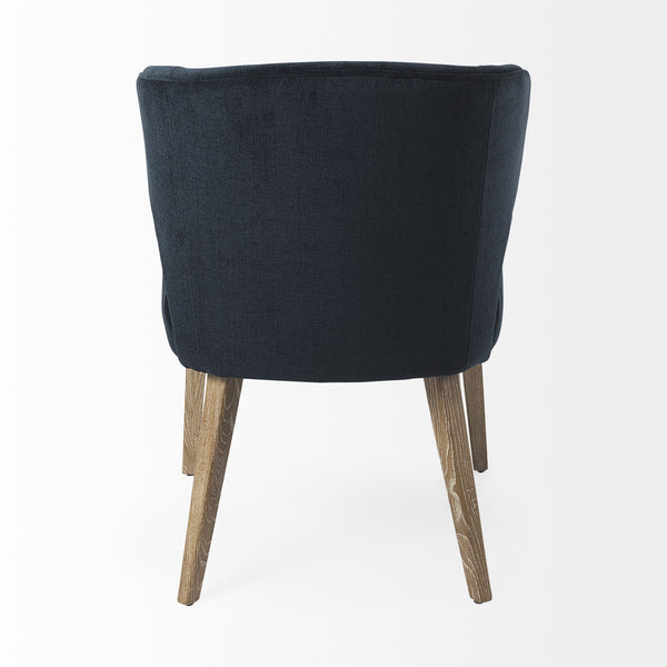 Niles 23.5L x 24.0W x 32.0H Navy Fabric Seat W/ Medium Brown Wooden Legs Wingback Dining Chair