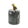 BLACK MARBLE CONTAINER WITH BRASS RAM HANDLE