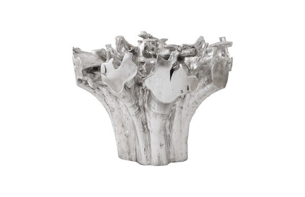 Root Small Silver Dining Table Base, With Glass