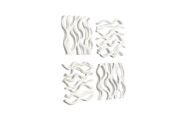 Vine Wall Tile, Matte White, Set of 4