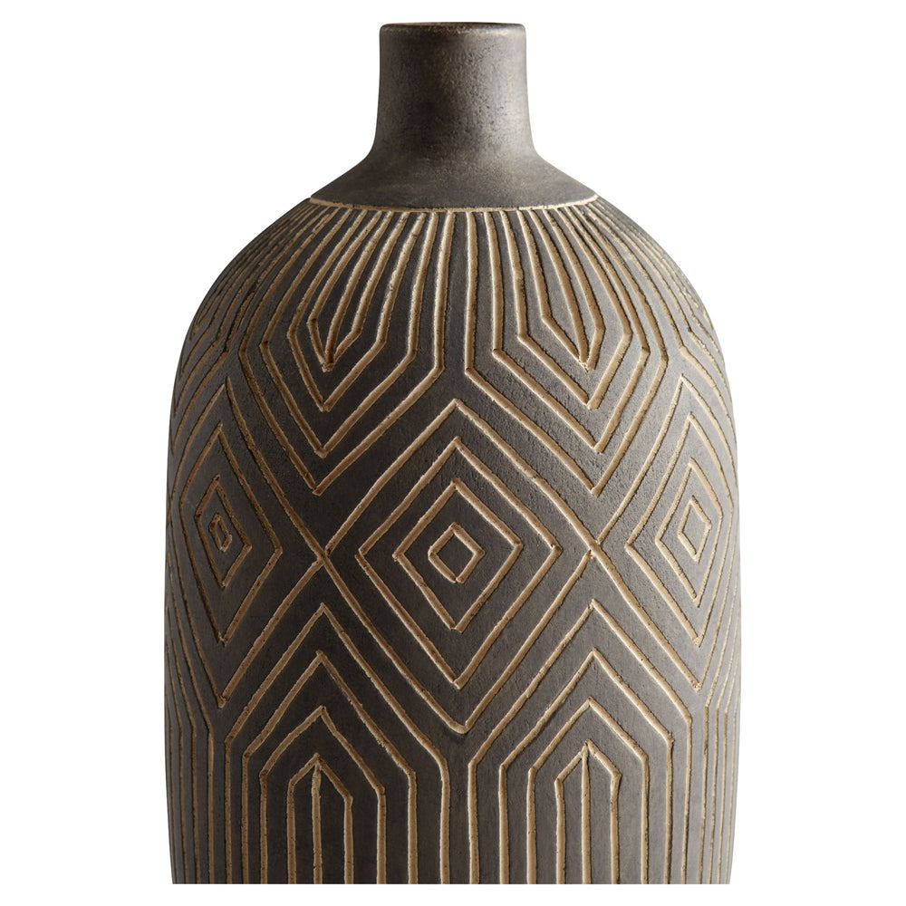 Large Dark Labyrinth Vase in Grey