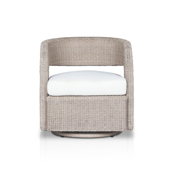 Hawkins Outdoor Swivel Chair in Vintage White