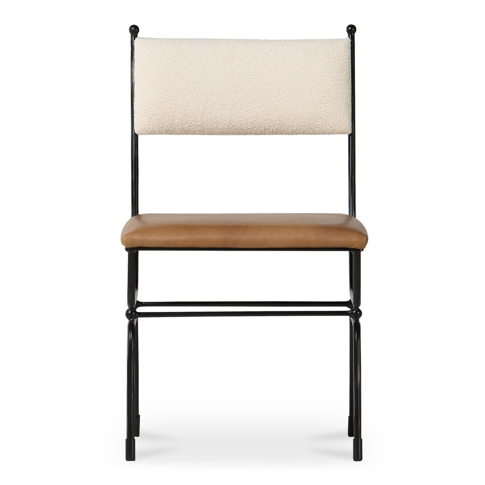 Moe's Posta Dining Chair in Brown Leather & Fabric