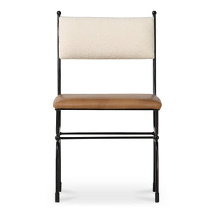 Moe's Posta Dining Chair in Brown Leather & Fabric