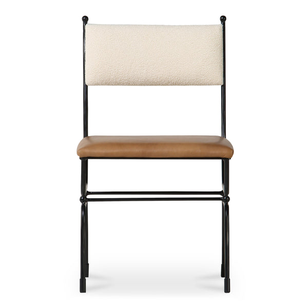 Moe's Posta Dining Chair in Brown Leather & Fabric