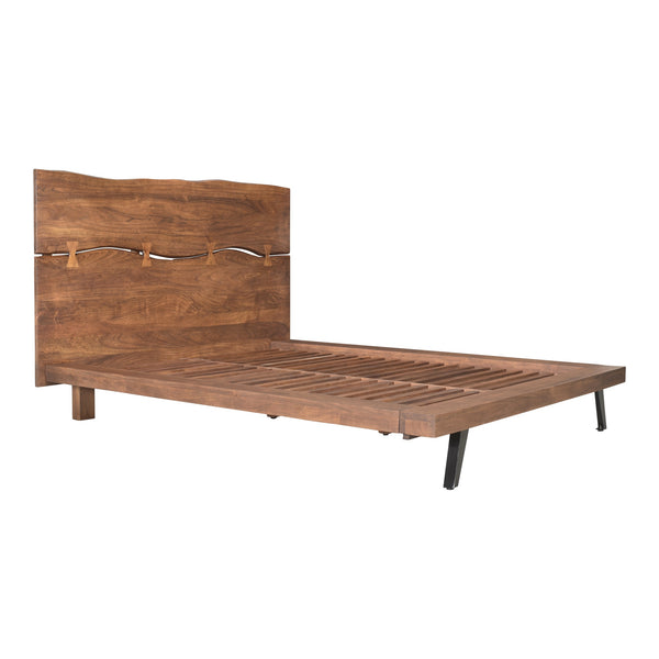 Madagascar King Platform Bed in Brown Acacia
