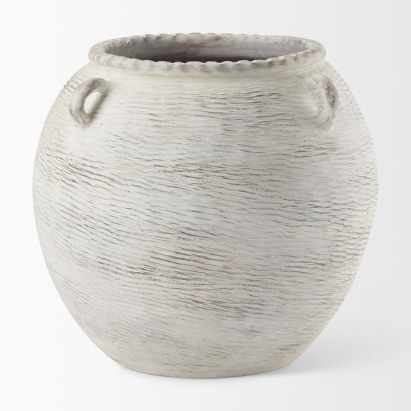 Misha 25.2L x 25.2W x 22.4H Cream Ceramic Floor Vase