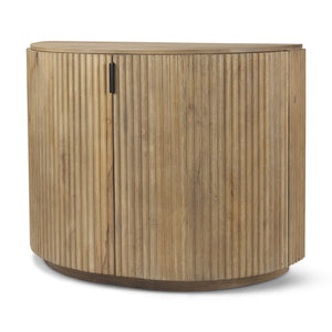 Terra Fluted Light Brown Wood 2-Door Accent Cabinet