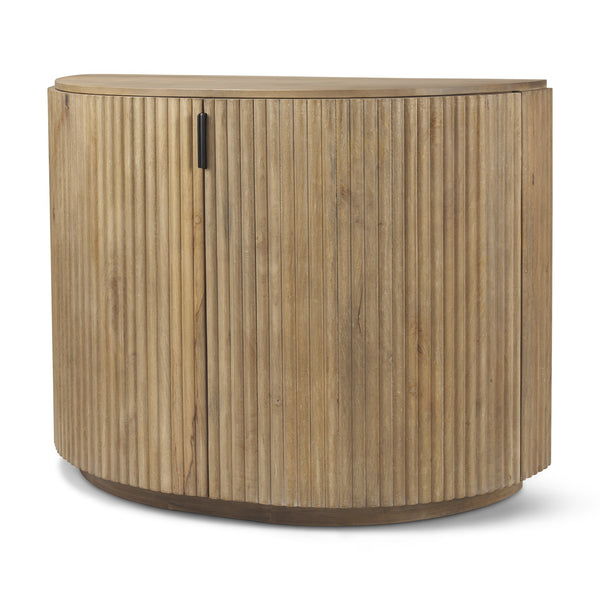 Terra Fluted Light Brown Wood 2-Door Accent Cabinet