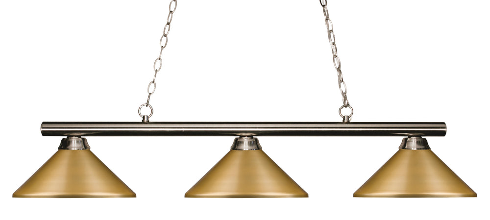 Sharp Shooter 3 Light Billiard Light in Brushed Nickel Finish