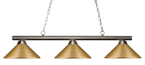 Sharp Shooter 3 Light Billiard Light in Brushed Nickel Finish