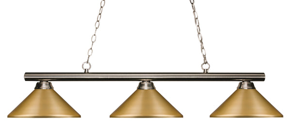 Sharp Shooter 3 Light Billiard Light in Brushed Nickel Finish