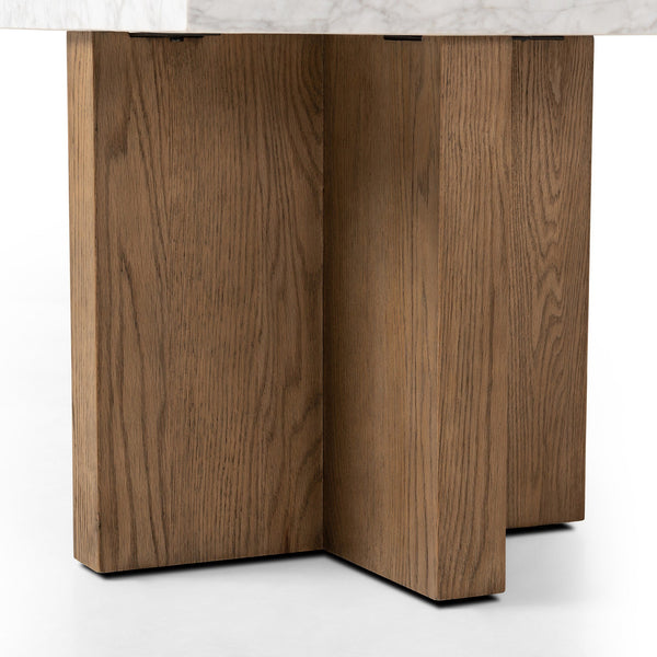 Bellamy End Table In White Carrera Marble