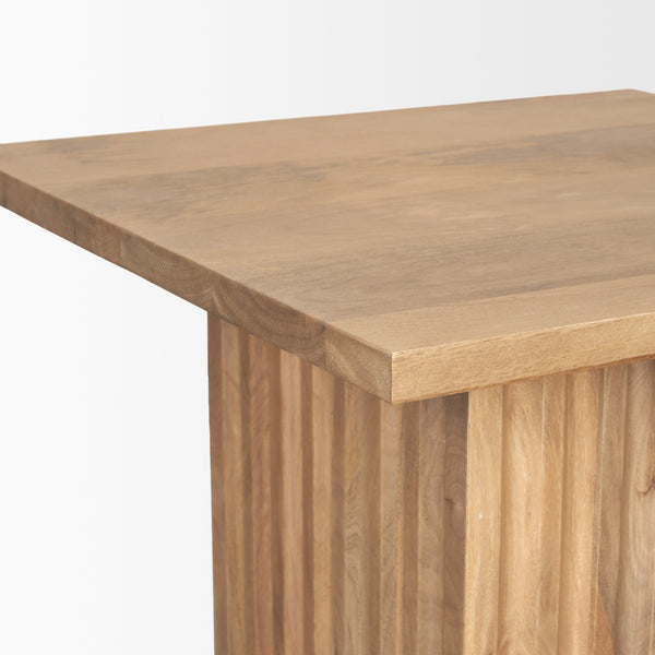 June Light Brown Wood w/ Fluting Square Side Table