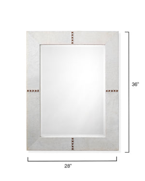 Cross Stitch Rectangle Hide Wall Mirror, White