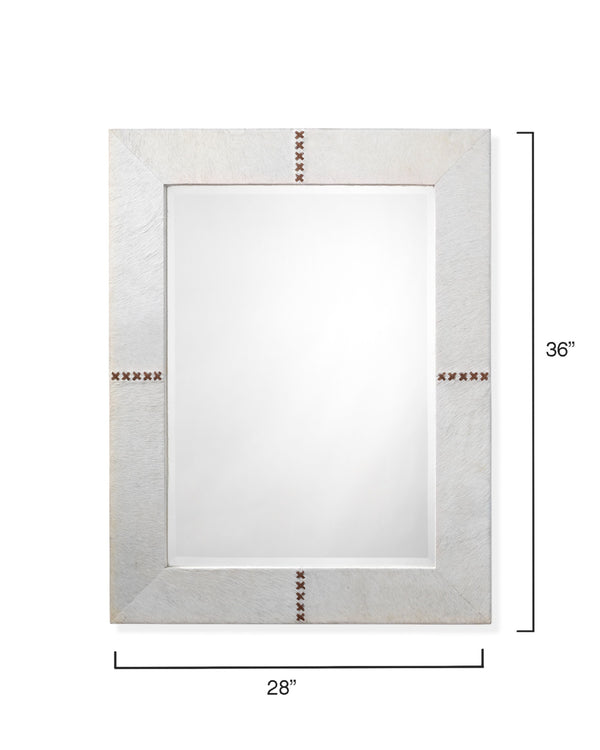 Cross Stitch Rectangle Hide Wall Mirror, White