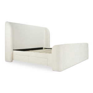 Sophia Queen Storage Bed in Cream with Drawers