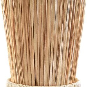 ELONGATED HOURGLASS PENDANT WRAPPED IN NATURAL RAFIA