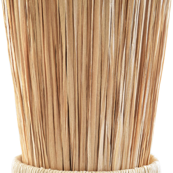 ELONGATED HOURGLASS PENDANT WRAPPED IN NATURAL RAFIA