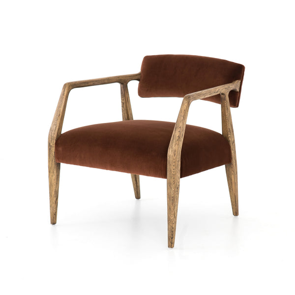 Tyler Arm Chair-Burnt Auburn Velvet