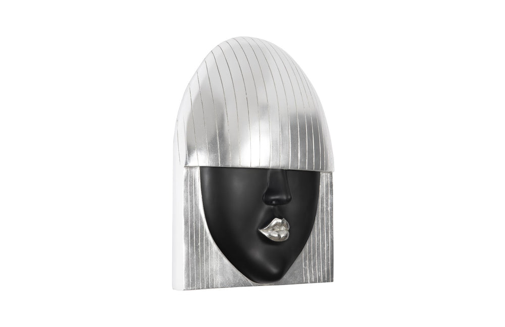 Fashion Faces Wall Art, Large, Kiss, Black and Silver Leaf