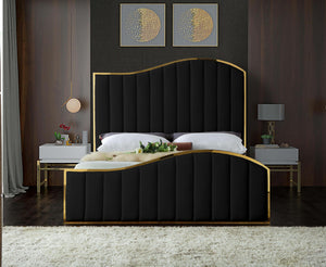 Ethel Queen Bed In Black Velvet