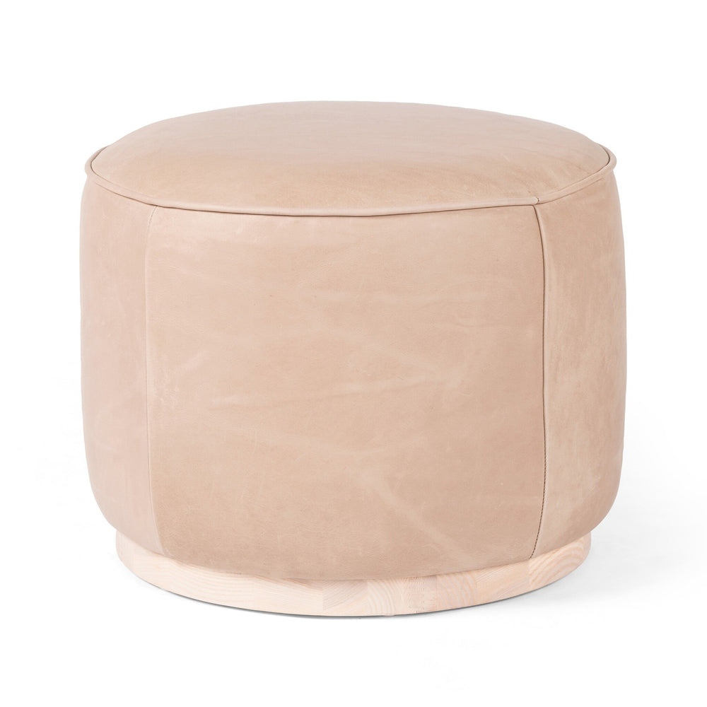 Sinclair Round Ottoman - Harness Burlap