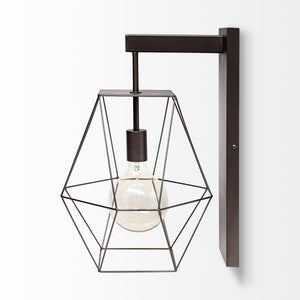 Cordova 12x19 Gray Metal Hanging Bulb Caged Wall Sconce