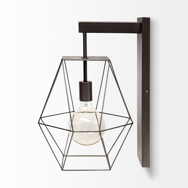 Cordova 12x19 Gray Metal Hanging Bulb Caged Wall Sconce