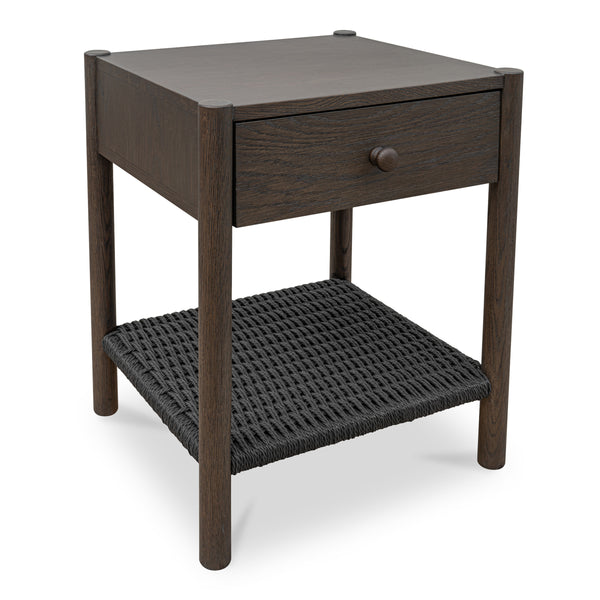 Millie Nightstand with Black Rope and Oak Legs