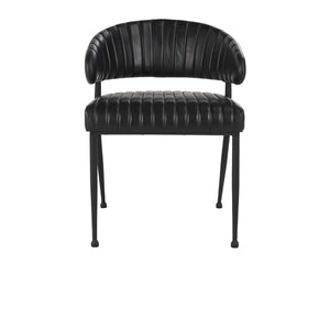 Umbria Leather Dining Chair with Iron Legs - Midnight Raven
